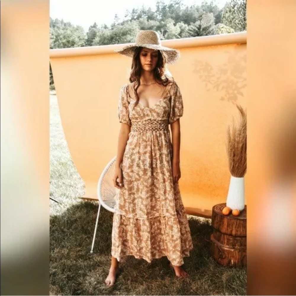 NWT Free People Ellie Printed MaxiDress in Neutral - Picture 2 of 16